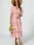 V Neck Lace Mini Dress ~ Rose/Nude - XLarge