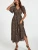 Leopard Print V Neck Midi Dress ~  Brown