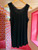 Lace Trim Ribbed Cotton Vest ~ Black