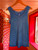 Lace Trim Ribbed Cotton Vest ~ Blue