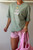 Mint & Wight ~ Island Girl Sage Green and Baby pink T Shirt