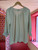 Textured Stripe Shirred Neck Button Through Blouse ~ Stone