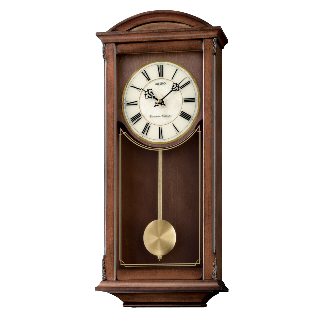 Arched Wall Clock with Pendulum and Dual Chimes QXH030BLH