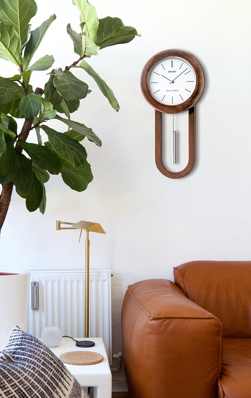 Seiko QXH057BLH Circular & Sleek Pendulum and Dual Chime Wall Clock
