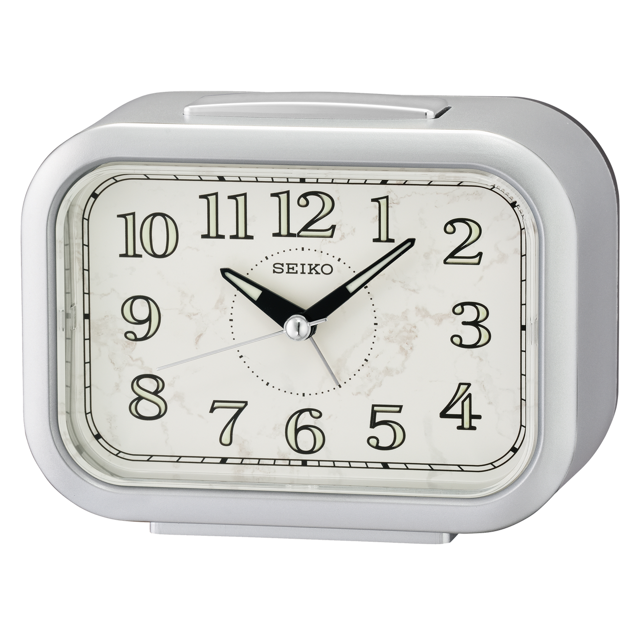 Kinzo Alarm Clock, Silver QHK056SLH - Seiko Clocks
