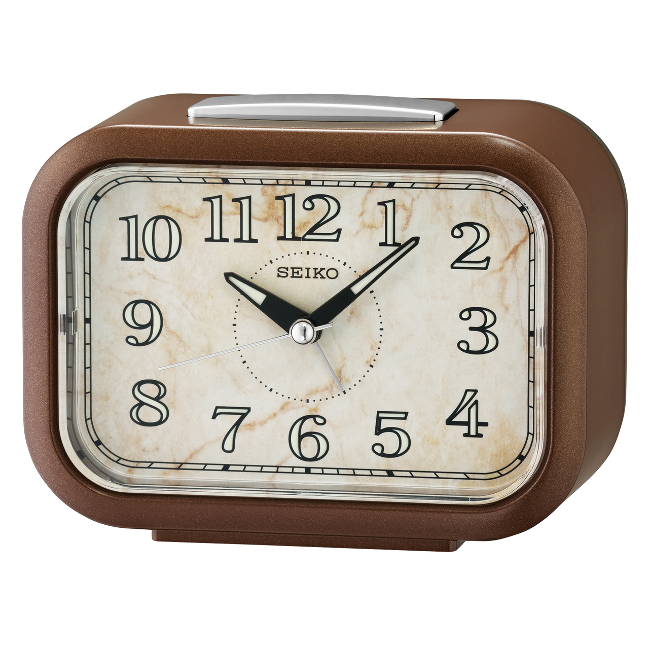 Kinzo Alarm Clock, Brown QHK056BLH - Seiko Clocks