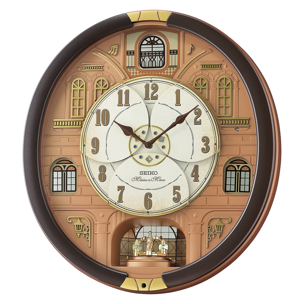 ★✳︎EM✳︎★ QXM601BRH Melodies In Motion Clock, Brown - Seiko Clocks