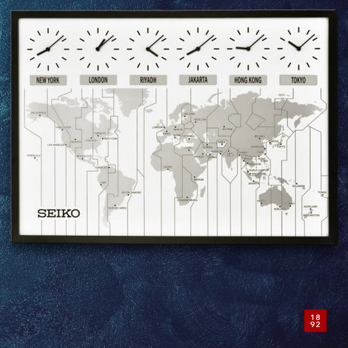 Seiko QXA538KLH World's View 6 World Time Wall Clock