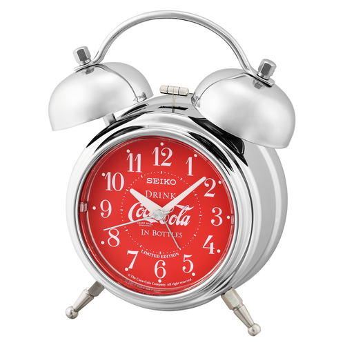 LIMITED EDITION Deux Bell Alarm Clock by Coca-Cola®, Silver/Red QHK906SLH