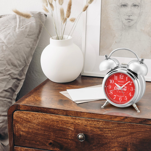 LIMITED EDITION Deux Bell Alarm Clock by Coca-Cola®, Silver/Red QHK906SLH - Seiko  Clocks