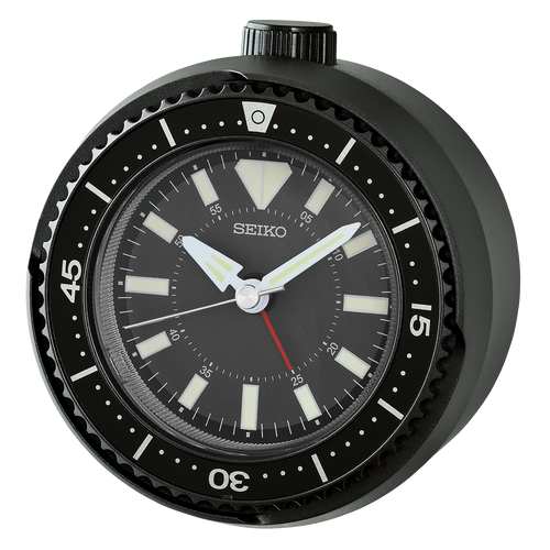 QHE207KLH Rotating Bezel Alarm Clock, Black