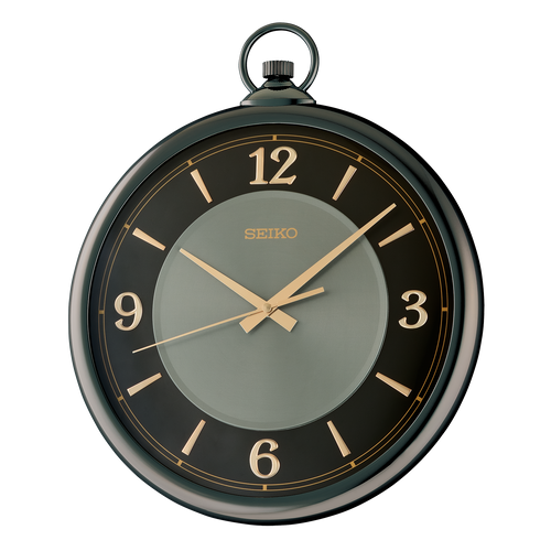 QXA843KLH Wall Clock, Black QXA843KLH Wall Clock, Black