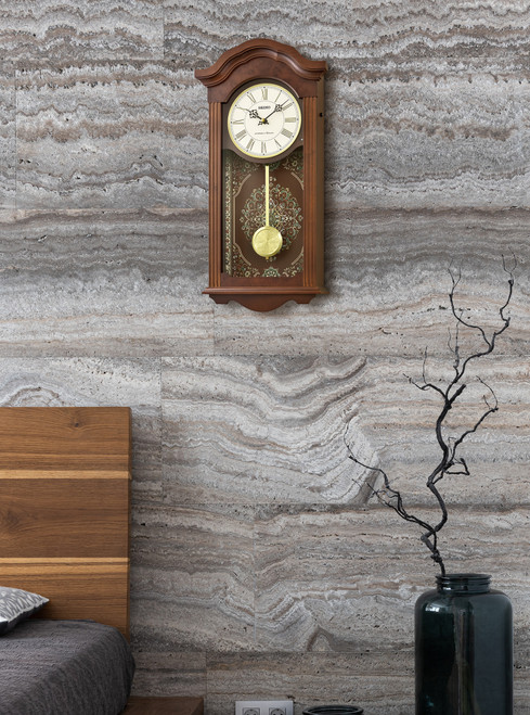 QXM618BLH Pendulum Melodies Clock, Brown - Seiko Clocks