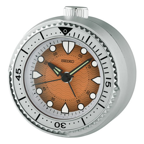 QHE207TLH  Rotating Bezel Heritage Design Clock, Orange & Silver-Tone