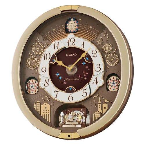 QXM620GRH Melodies In Motion Clock Gold