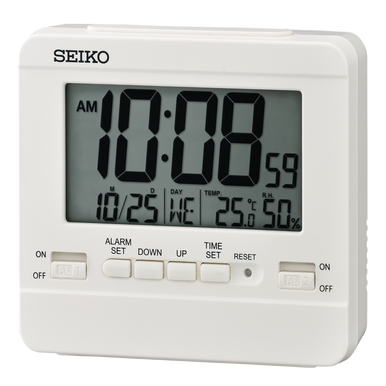 Seiko QHR020BLH Everything Digital R WAVE Clock Wooden