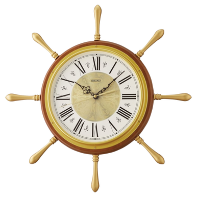 QXA785BLH Wall Clock, Brown - Seiko Clocks
