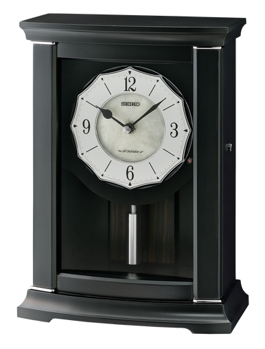 Jolie Mantel Clock, Mother of Pearl Dial, Black QXW250KLH Jolie Mantel Clock, Mother of Pearl Dial, Black QXW250KLH