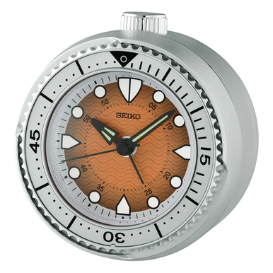 QHE207TLH Rotating Bezel Heritage Design Clock, Orange & Silver