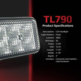 12V Tiger Lights LED Headlight for Kubota SVL65-2, SVL65-2C Flood Offroad Light; TL790