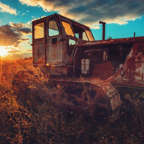 Old tractor in field