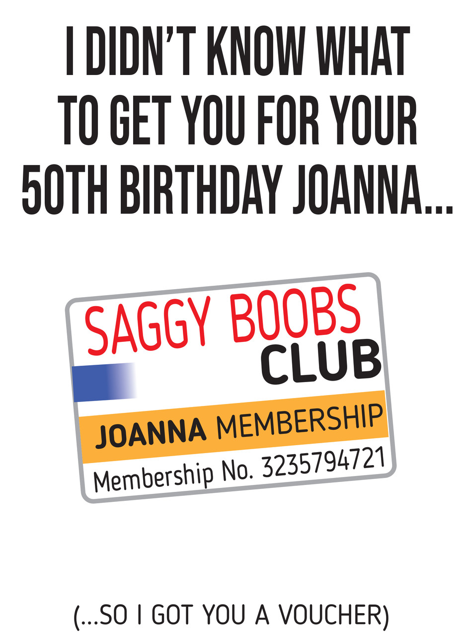 Saggy Boobs Club Birthday Card Personalised Cards