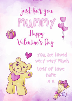 Rm16 Barley Bear Mummy Valentine's Personalised  Card Rm16 Barley Bear Mummy Valentine's Personalised  Card