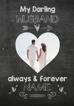 Rm27 Chalkboard - My Darling Husband Valentine's Day Card  Card Rm27 Chalkboard - My Darling Husband Valentine's Day Card  Card