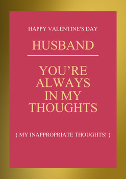 Rm30 Husband - Inappropriate Thoughts Valentine's Card  Card Rm30 Husband - Inappropriate Thoughts Valentine's Card  Card