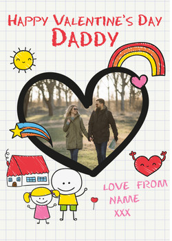 Rm38 Happy Valentines Daddy Girls Photo Card  Card Rm38 Happy Valentines Daddy Girls Photo Card  Card