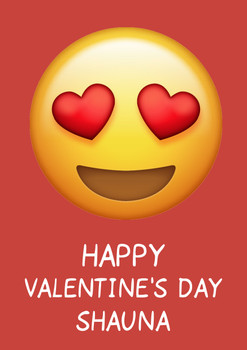 Rm62 Emoji Valentine's Day Card - Heart Eyes Face  Card Rm62 Emoji Valentine's Day Card - Heart Eyes Face  Card