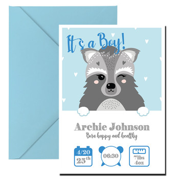 Baby Announcement It's A Boy Date, Time, Weight Birthday Card Baby Announcement It's A Boy Date, Time, Weight Birthday Card