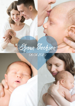 Boy 4 Picture Upload Heart Birthday Card Boy 4 Picture Upload Heart Birthday Card