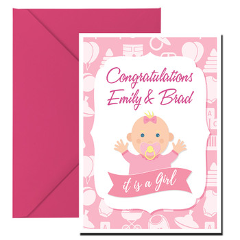 Congratulations Parents Names Its A Girl Birthday Card Congratulations Parents Names Its A Girl Birthday Card