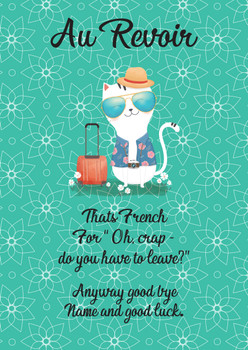Au Revoir Leaving Card Cat Birthday Card Au Revoir Leaving Card Cat Birthday Card