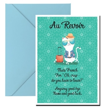 Au Revoir Leaving Card Cat Birthday Card Au Revoir Leaving Card Cat Birthday Card