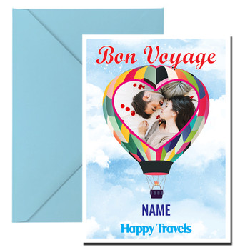 Heart Balloon Happy Travels Birthday Card