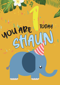 Baby Elephant Celebrating Birthday Birthday Card Baby Elephant Celebrating Birthday Birthday Card