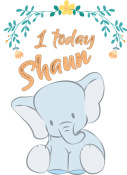 Baby Elephant One Today Birthday Card Baby Elephant One Today Birthday Card