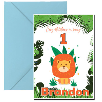 Baby Lion In Forest Birthday Card