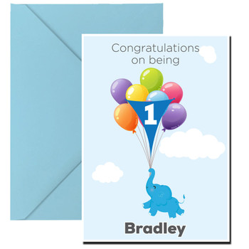 Elephant Flying With Balloon Birthday Card Elephant Flying With Balloon Birthday Card