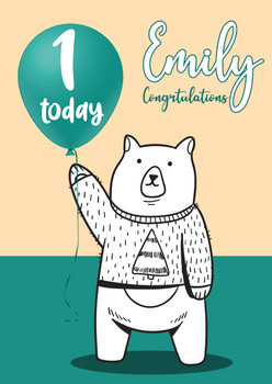 Teddy Bear Holding You Re One Today Birthday Card Teddy Bear Holding You Re One Today Birthday Card