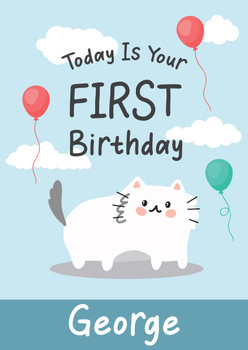 This Is Your First Bithday With Cat Birthday Card This Is Your First Bithday With Cat Birthday Card