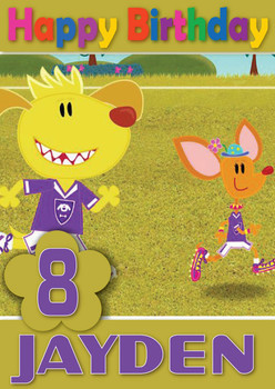 Footy Pups 8 Kidshows Birthday Card