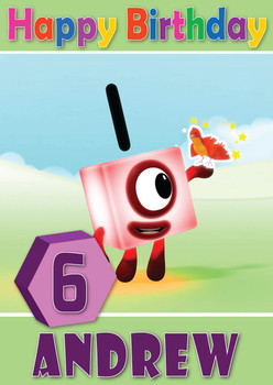 Number Blocks 1 Kidshows Birthday Card