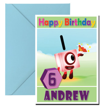 Number Blocks 1 Kidshows Birthday Card