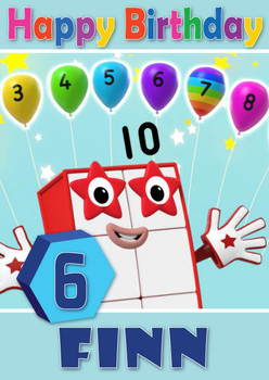 Number Blocks 10 Kidshows Birthday Card
