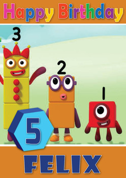 Number Blocks 14 Kidshows Birthday Card