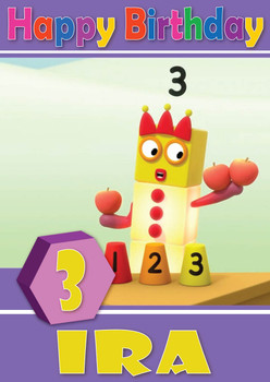 Number Blocks 3 Kidshows Birthday Card