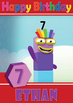 Number Blocks 7 Kidshows Birthday Card
